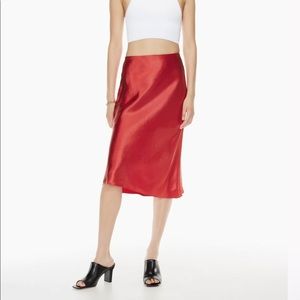 NWT Babaton by Aritizia Red Midi Slip Skirt